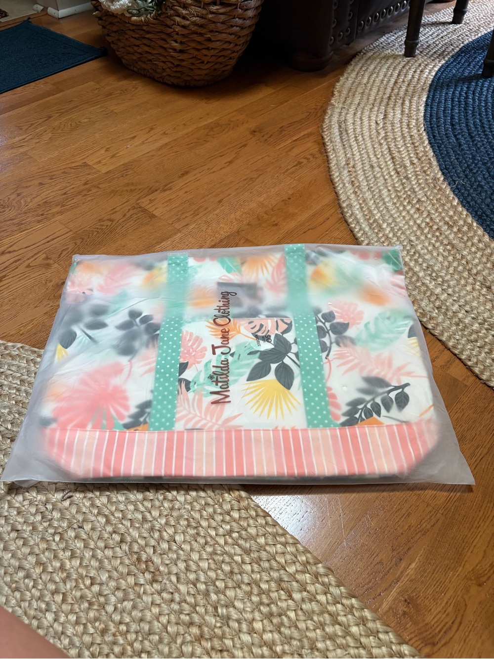 Matilda Jane Coral Floral Tote with Mint Straps